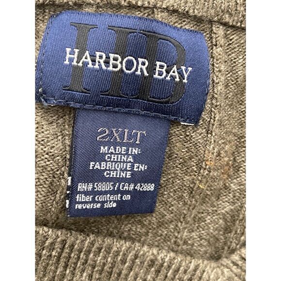 Harbor Bay Men Green Long Sleeve V-Neck Sweater Size 2XLT - Picture 6 of 8